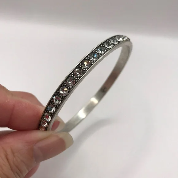 Premier Designs Antique Silver-Tone & Rhinestones Bangle Bracelet - Picture 6 of 7